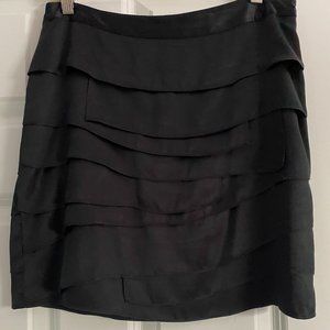 Ann Taylor Black Silk Ruffle Tiered Skirt Size 6